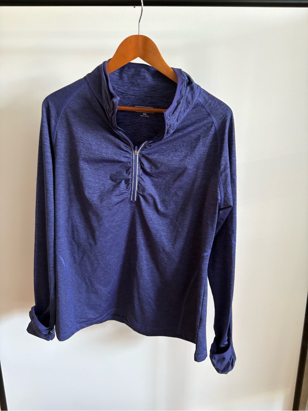 Kirkland Signature Heathered Navy Half-Zip Long Sleeve Top